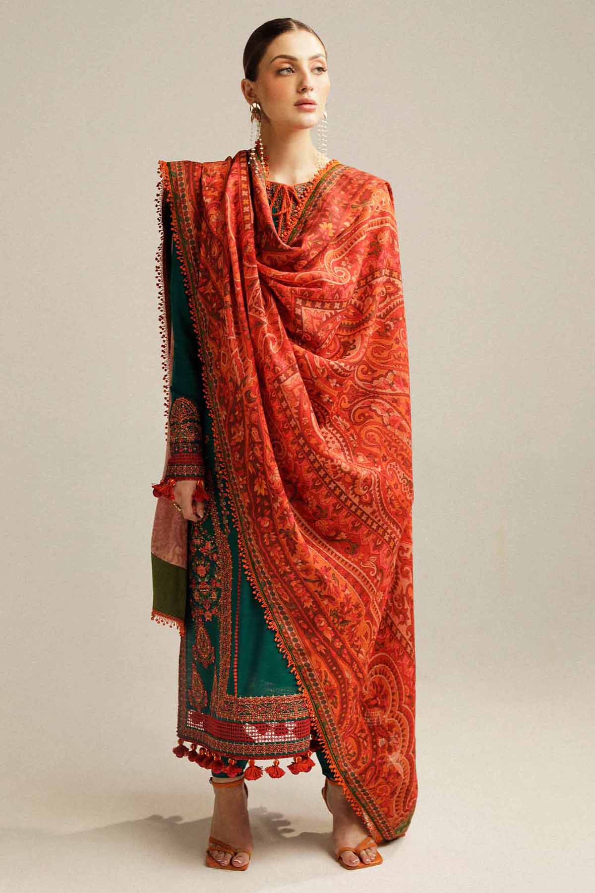 Rehan Rehar 3 Piece Embroidered Dhanak Suit