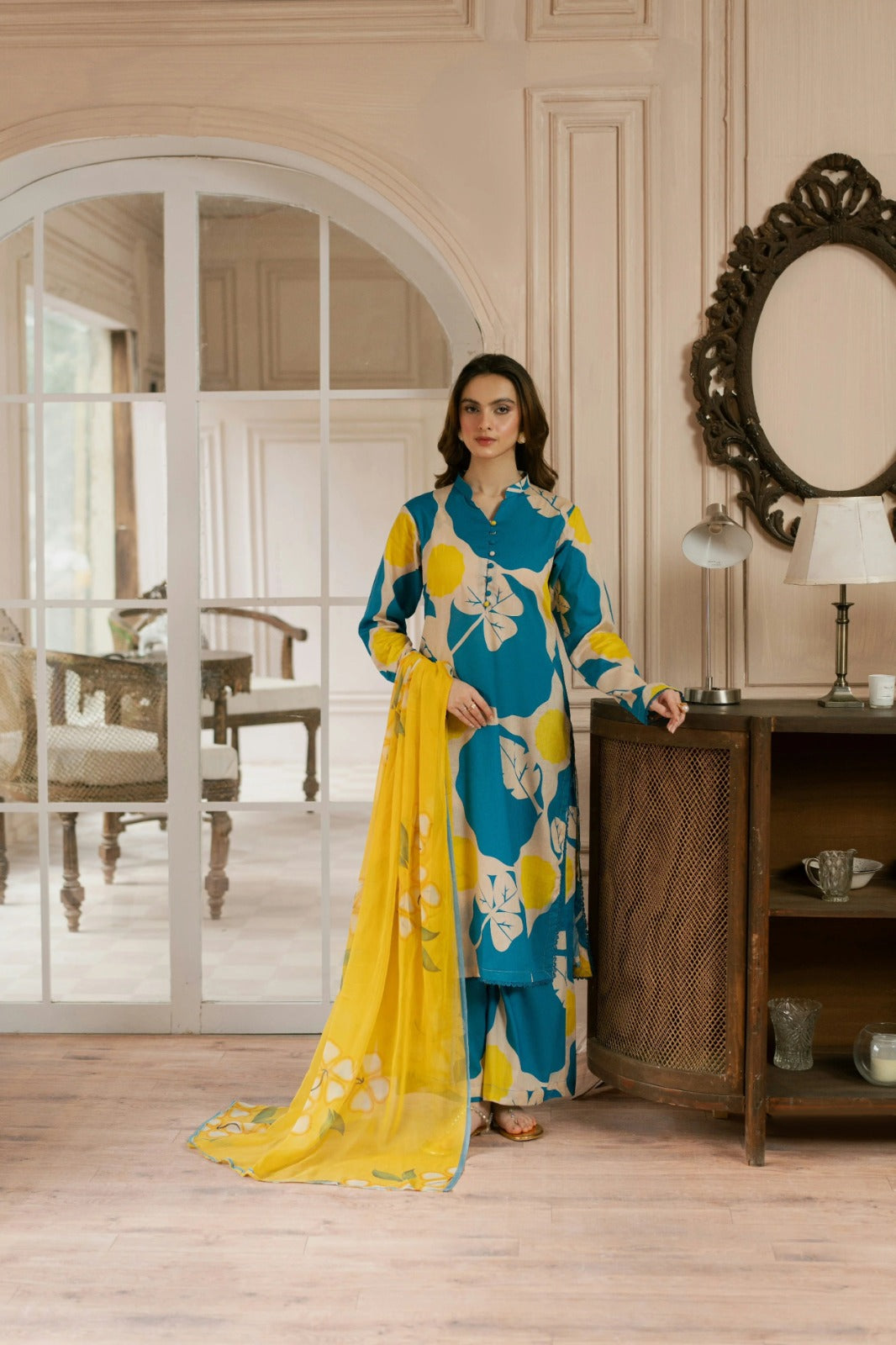 fcc-160 Printed Airjet Shamoz Silk Three Piece