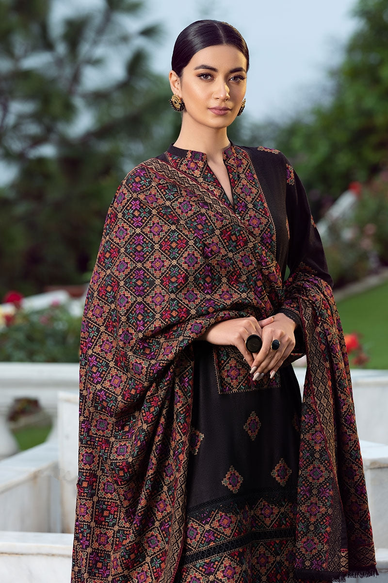 Bareeze FCC-707 Black Embroidered Dhanak Three Piece Winter Collection