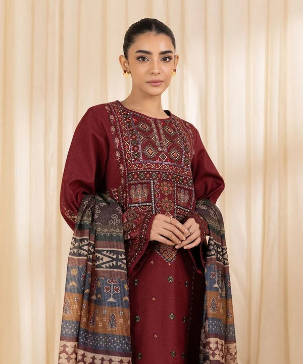 sapphire Embroidered Dhanak Three Piece SP-715