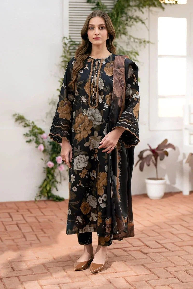 Baroque D-100 Printed three  piece suit ( khaddar )