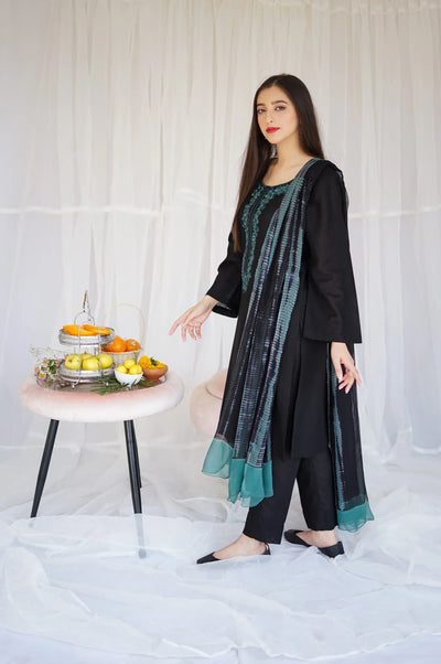 femalechoice Fcc-886 Black Dhanak Embroidered three piece