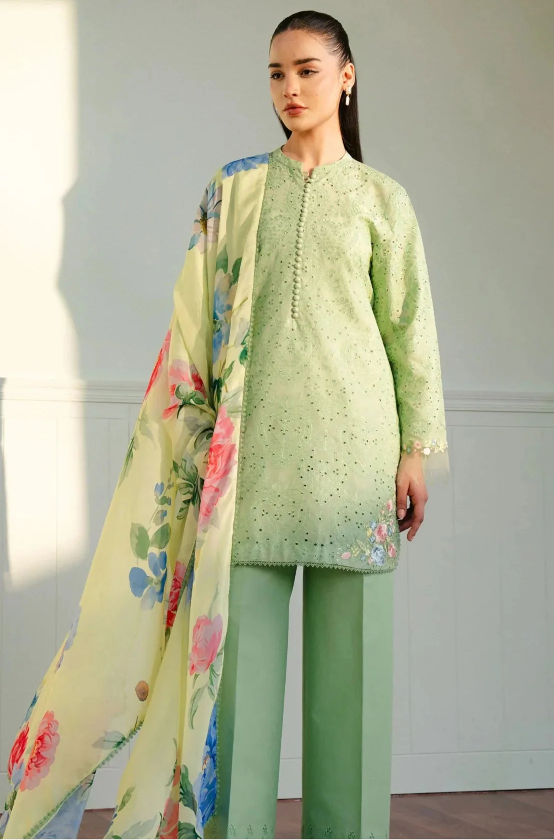 Chikenkari Embroidered lawn Three Piece COCO-51