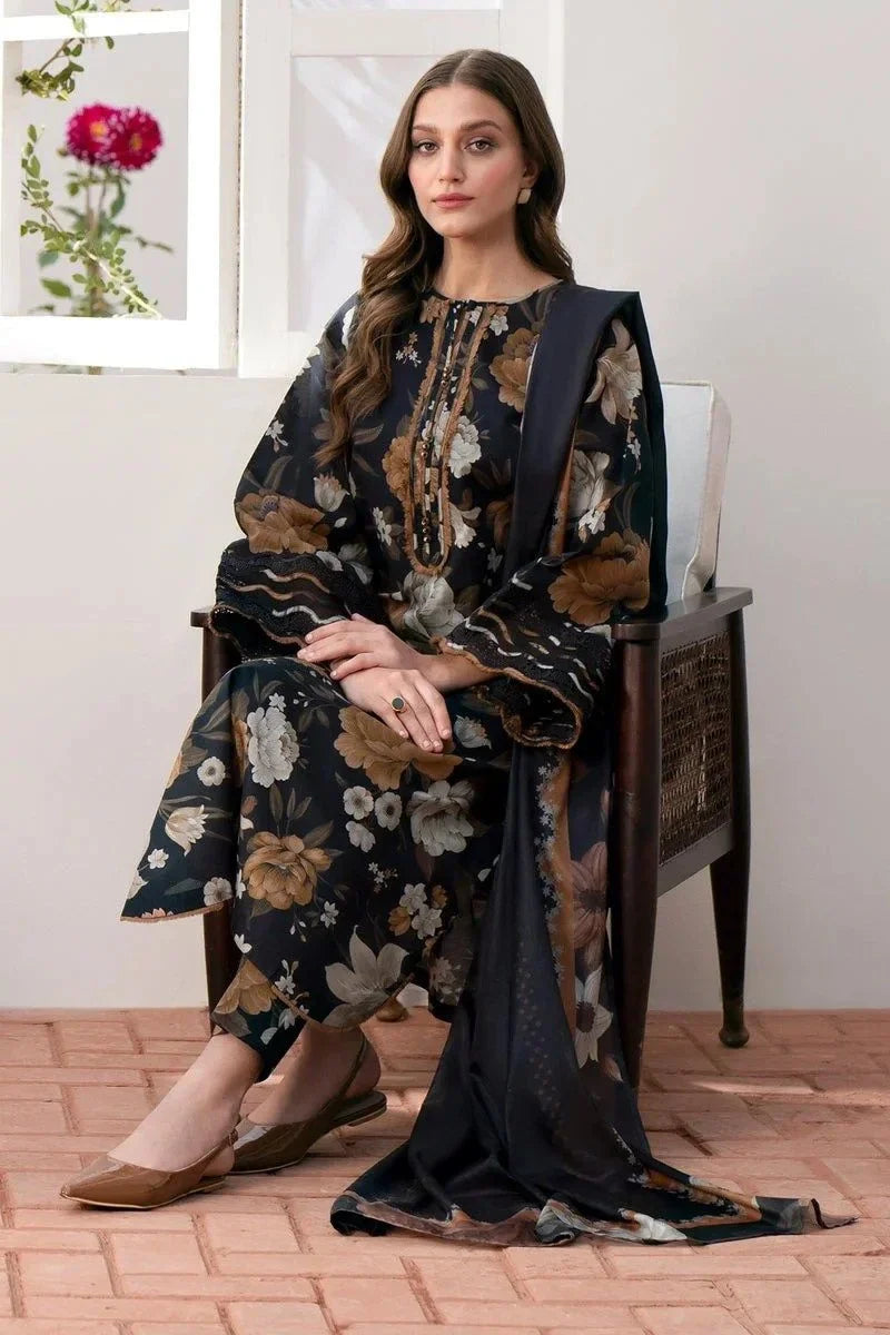 Baroque D-100 Printed three  piece suit ( khaddar )