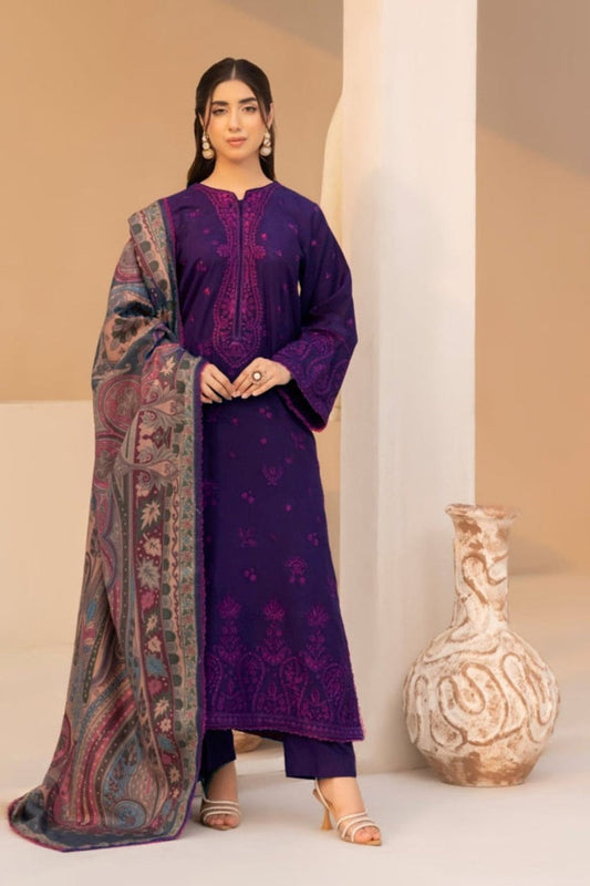 mohagni Embroidered Dhanak Three Piece D-133