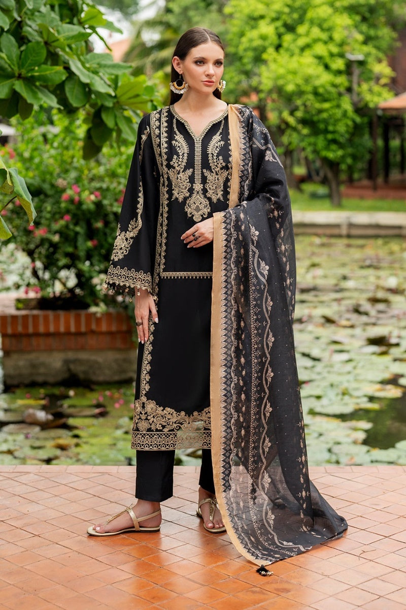 Izel Embroidered Dhanak Three Piece D-91
