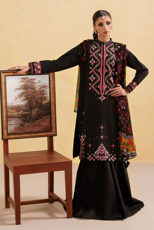 sapphire Embroidered Dhanak Three Piece D-69
