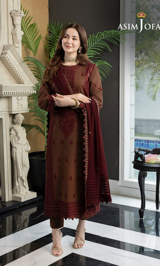 Asim Jofa - 3PC (Unstitched) Embroidered Dhanak Suit