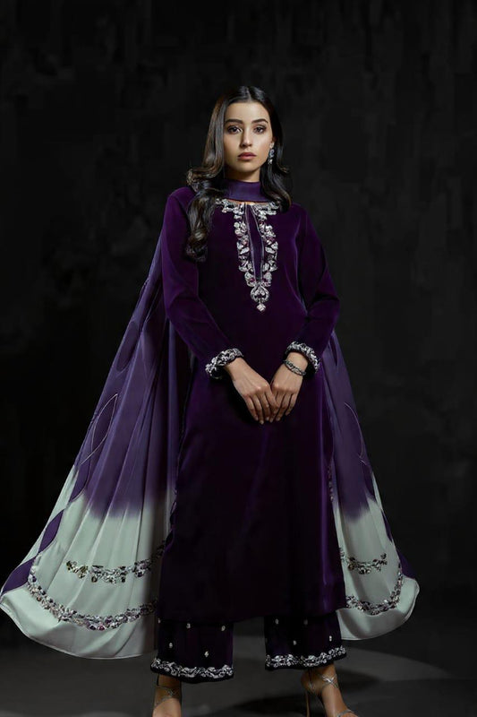 FCC ZC-16 A Embroidered Velvet Three piece  velvet Collection