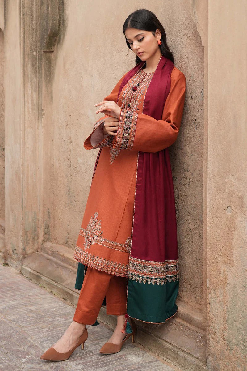 JAZMIN Embroidered Dhanak Three Piece jz-105