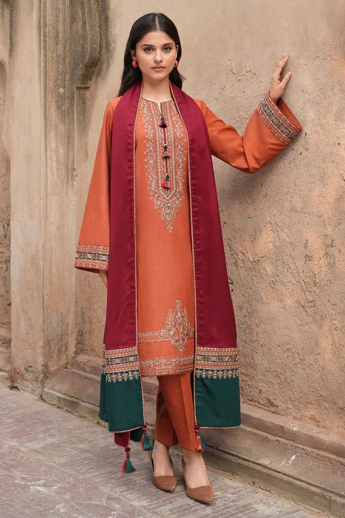 JAZMIN Embroidered Dhanak Three Piece jz-105