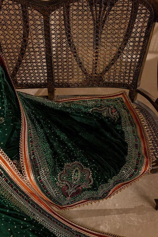 FCC ZC-150 Embroidered Velvet Three piece With Velvet Shawl  Winter Collection