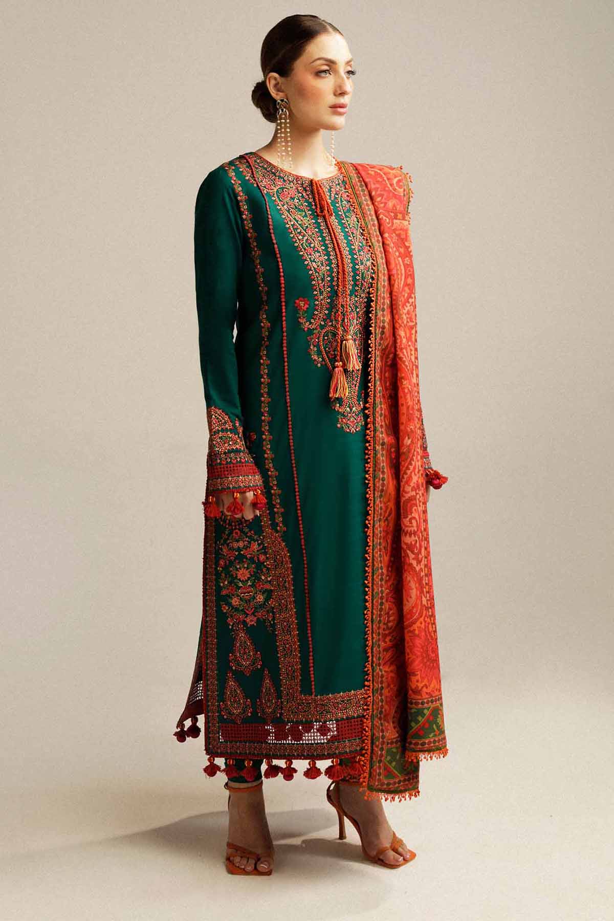 Rehan Rehar 3 Piece Embroidered Dhanak Suit