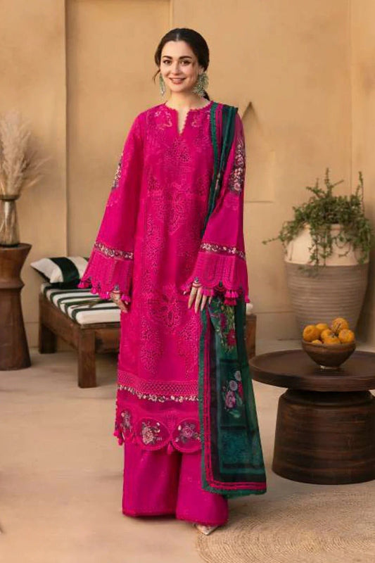 Chikenkari Qalamkar Embroidered Dhanak Three Piece QL-1036