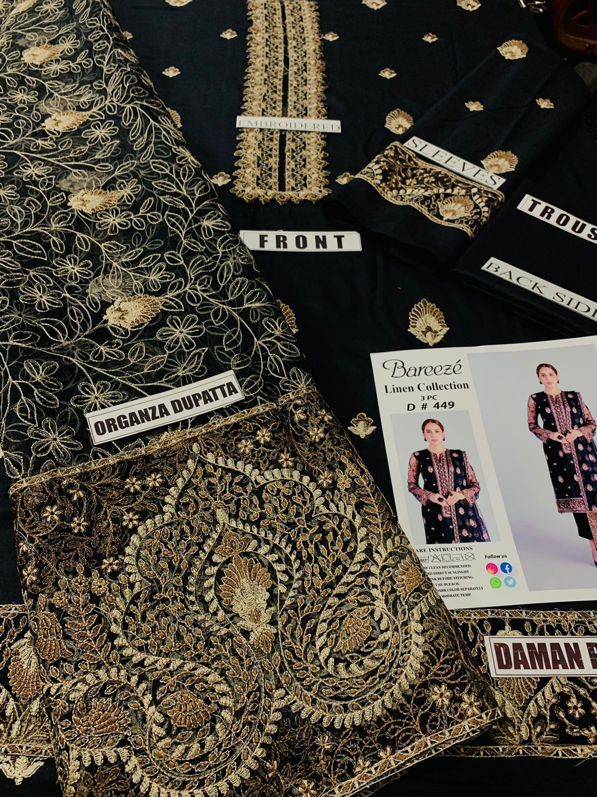 Bareeze  D 349 Black Embroidered Three Piece Lawn Collection