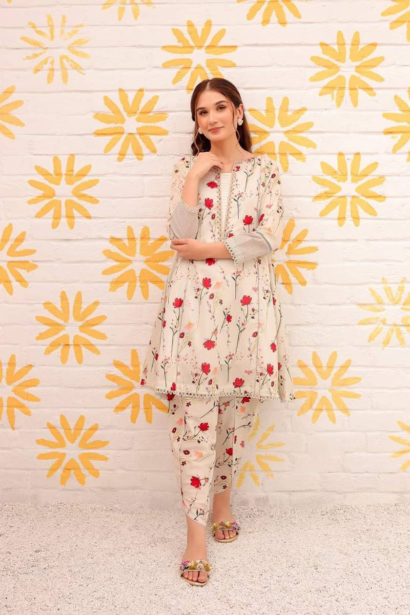 Batik D-138 Skin Color Embroidered Katan Silk two piece