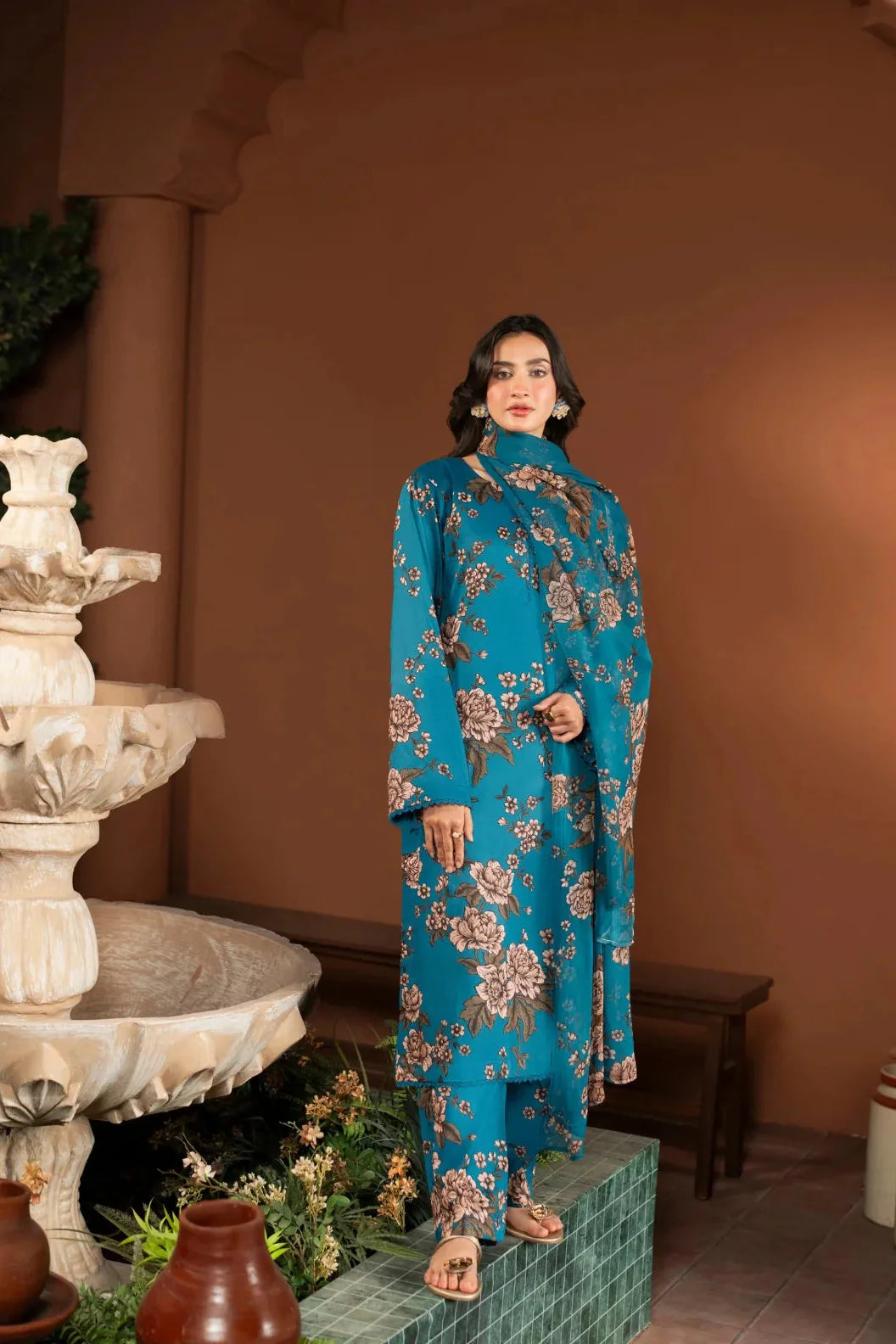 fcc-156 Printed Airjet Shamoz Silk Three Piece