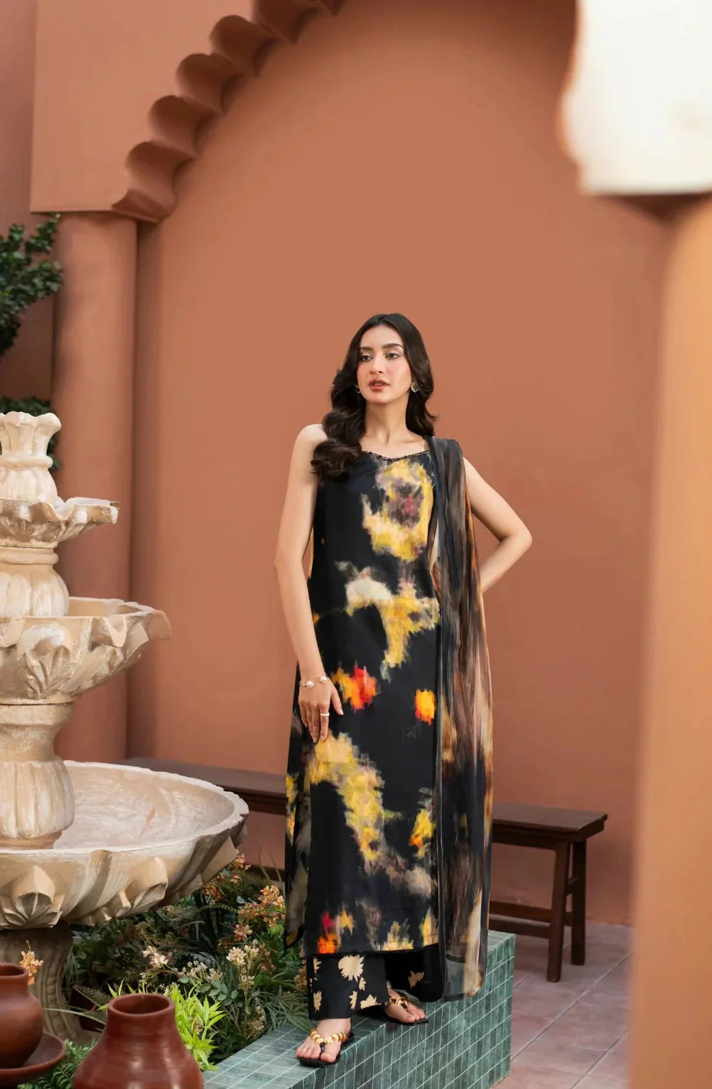 fcc-155 Printed Airjet Shamoz Silk Three Piece