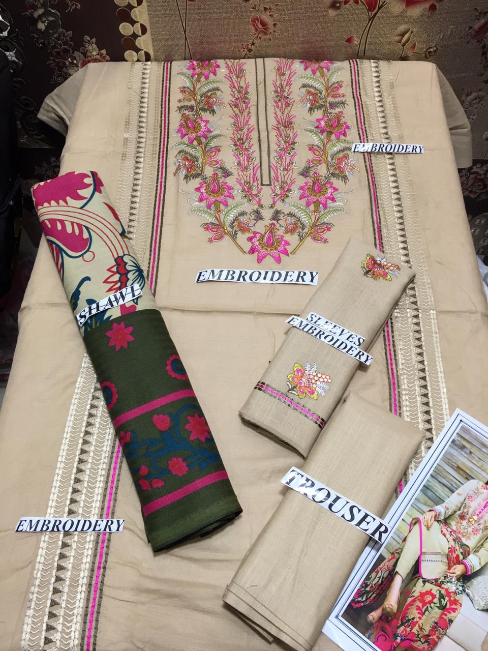 Khaadi 16701 Skin Dhanak Embroidered three piece