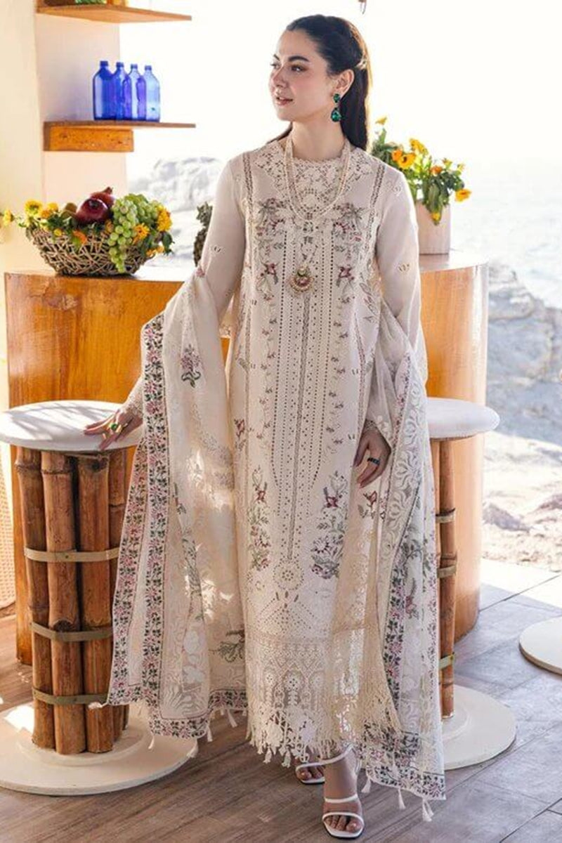 Chikenkari Qalamkar Embroidered lawn Three Piece QL-1023