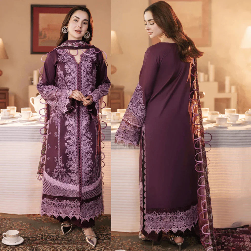 HANIA AMIR-Winter 3PC Dhanak Embroidered Suit
