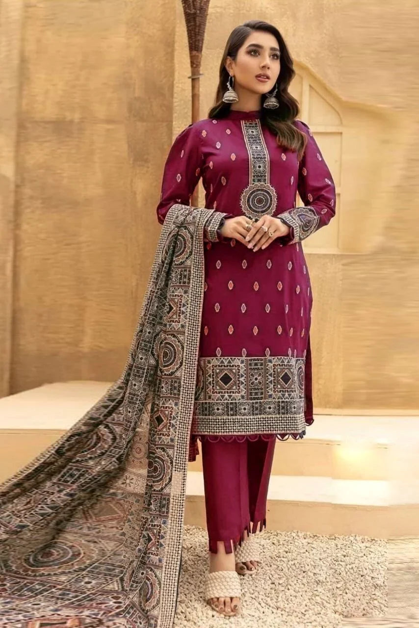 FCC-189 Mehron Embroidered lawn Three Piece winter Collection