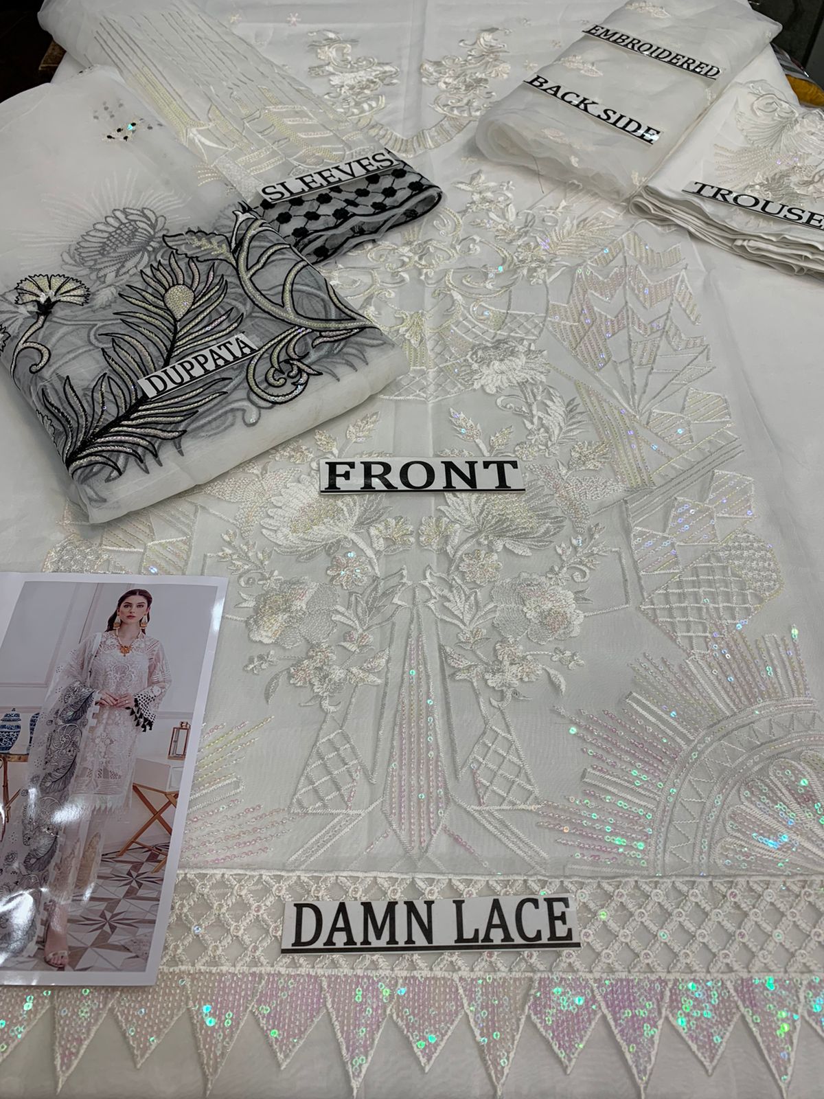 femalechoice Design#`48 Organza Lawn inner  Embroidered 3 pc