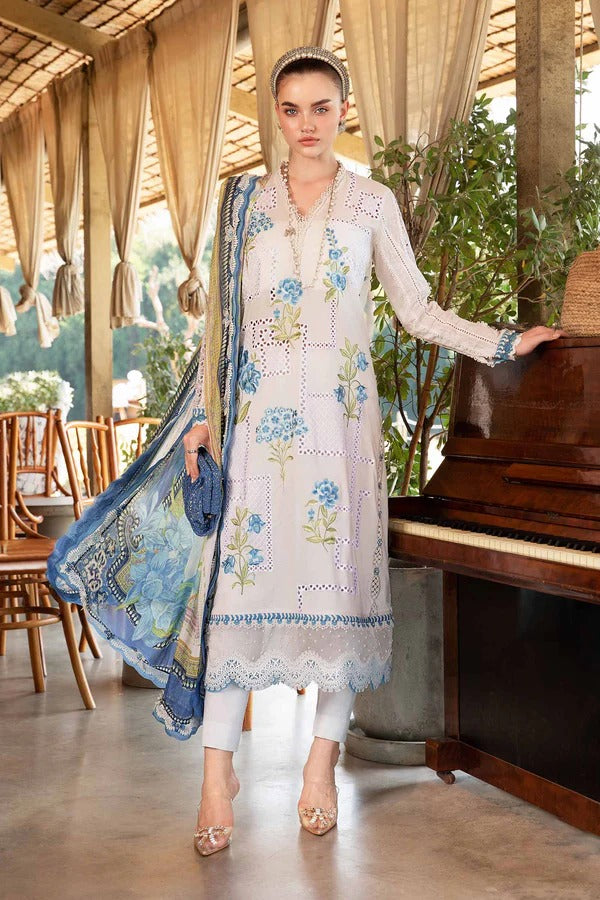 Maria B Chikenkari Embroidered lawn Three Piece MB-0126