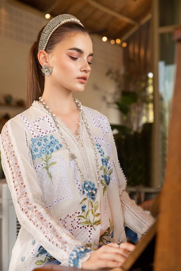 Maria B Chikenkari Embroidered lawn Three Piece MB-0126