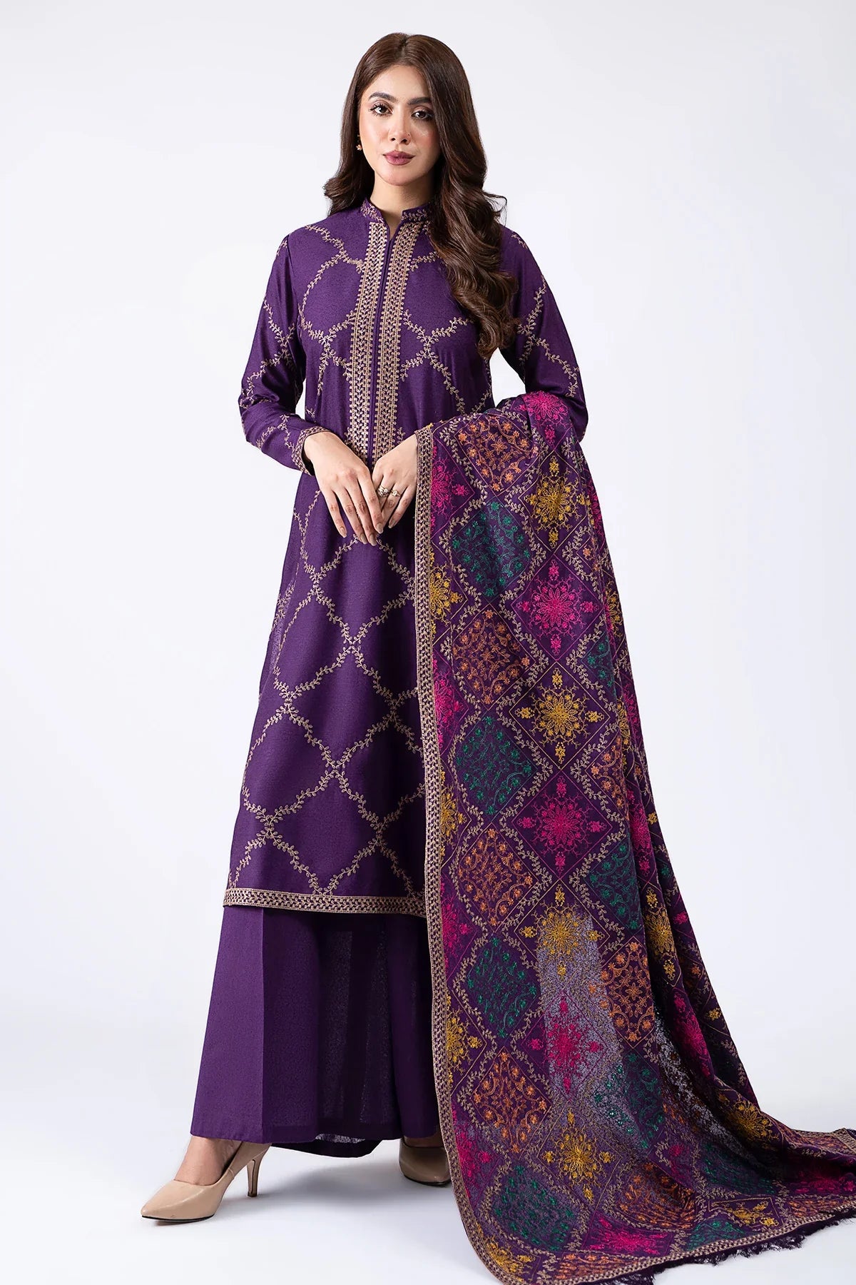 Sobia nazir Embroidered Dhanak Three Piece D-72