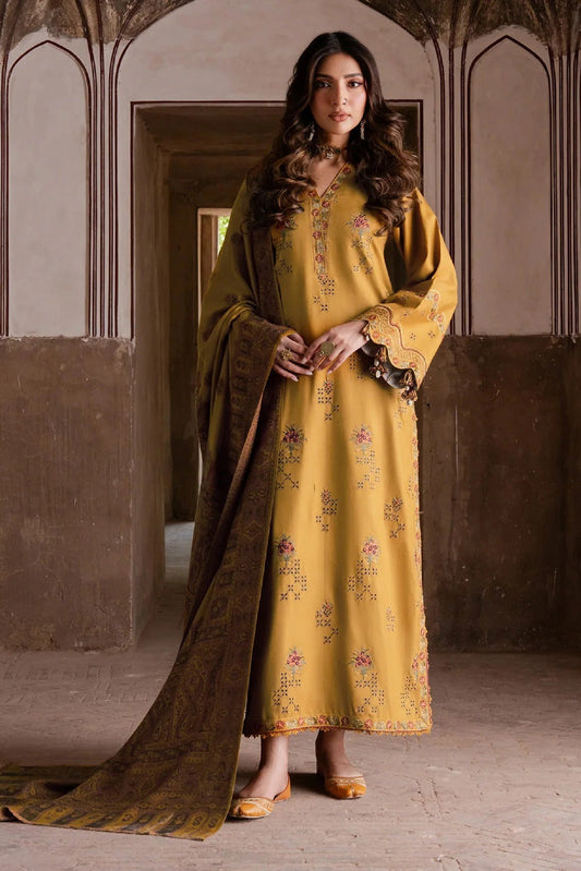 Izel Chikenkari Embroidered Dhanak Three Piece D-999