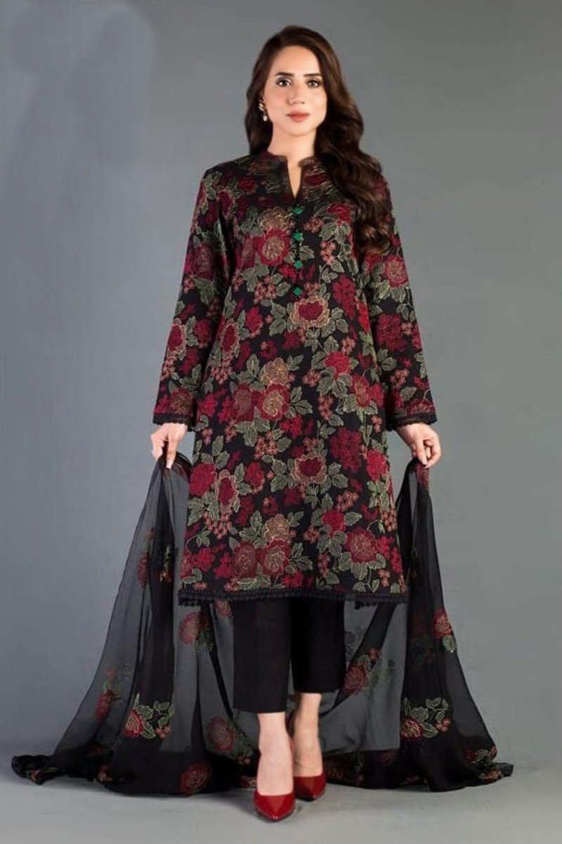 Bareeze D 345 Black EID Collection Embroidered Three Piece Lawn Collection