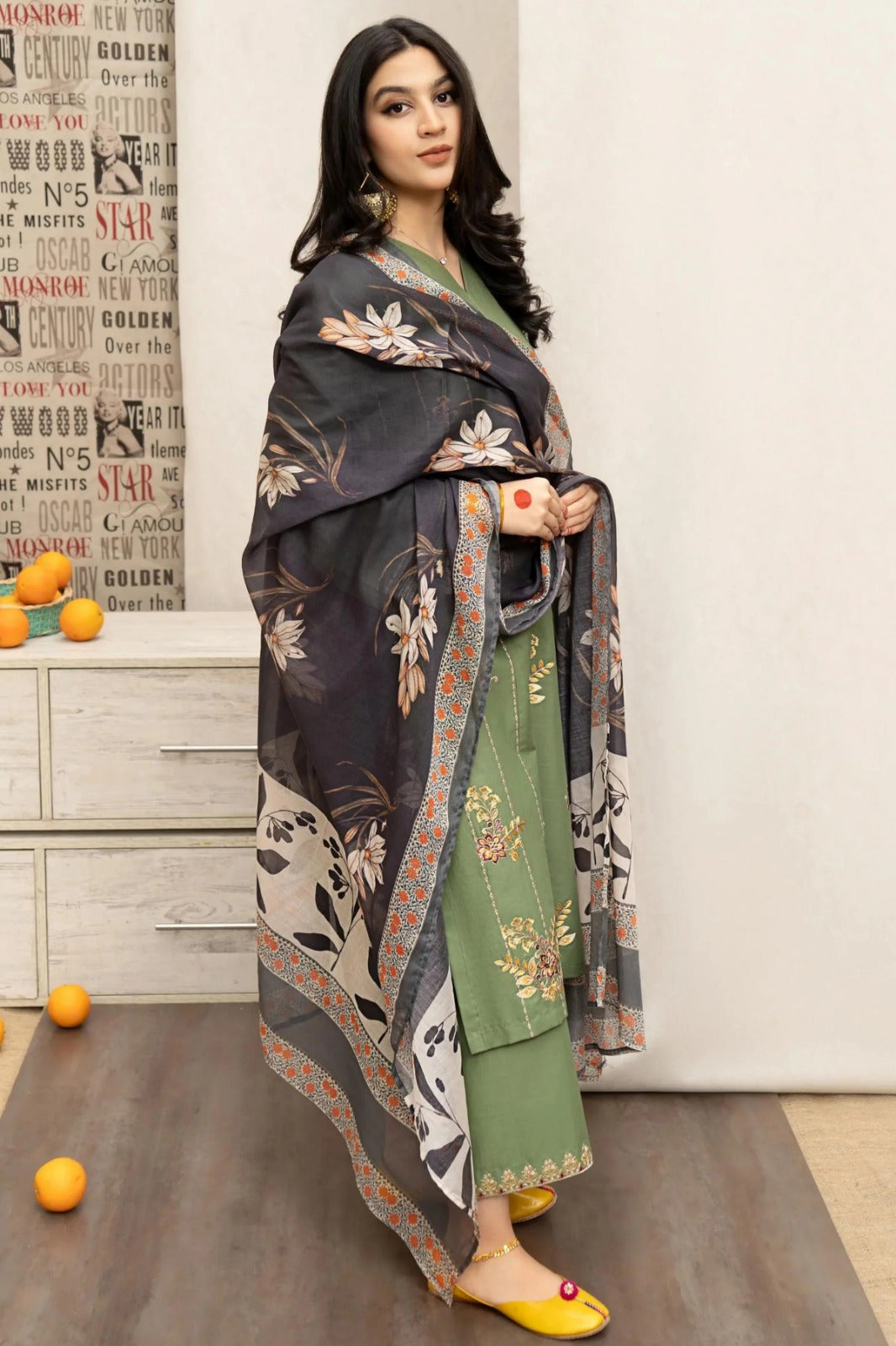 Urge Embroidered Dhanak Three Piece URW-721